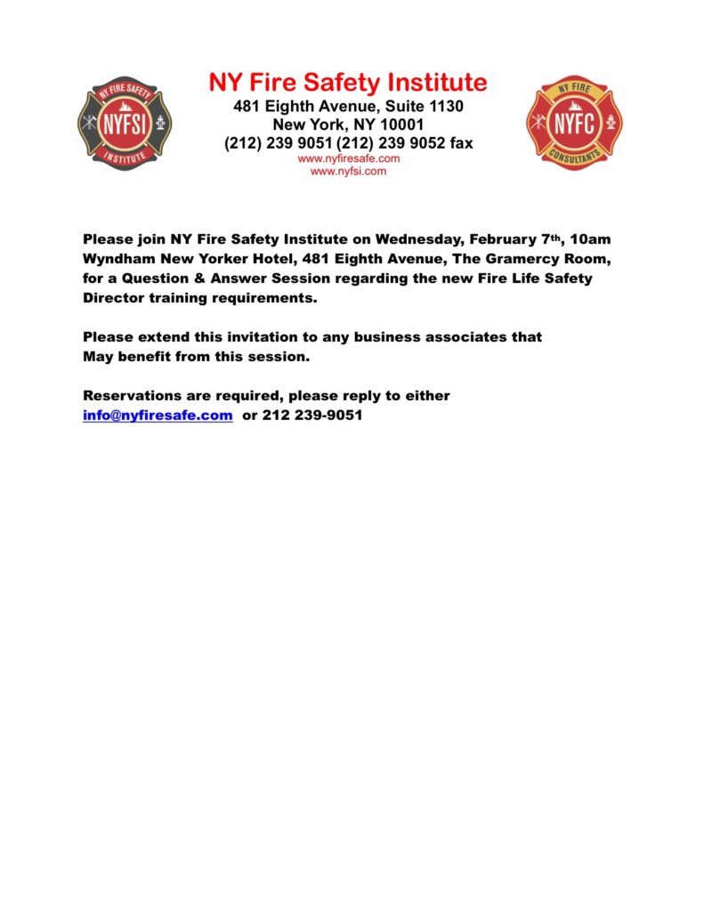 Invite To NYFSI Q&A – NY Fire Consultants Inc.