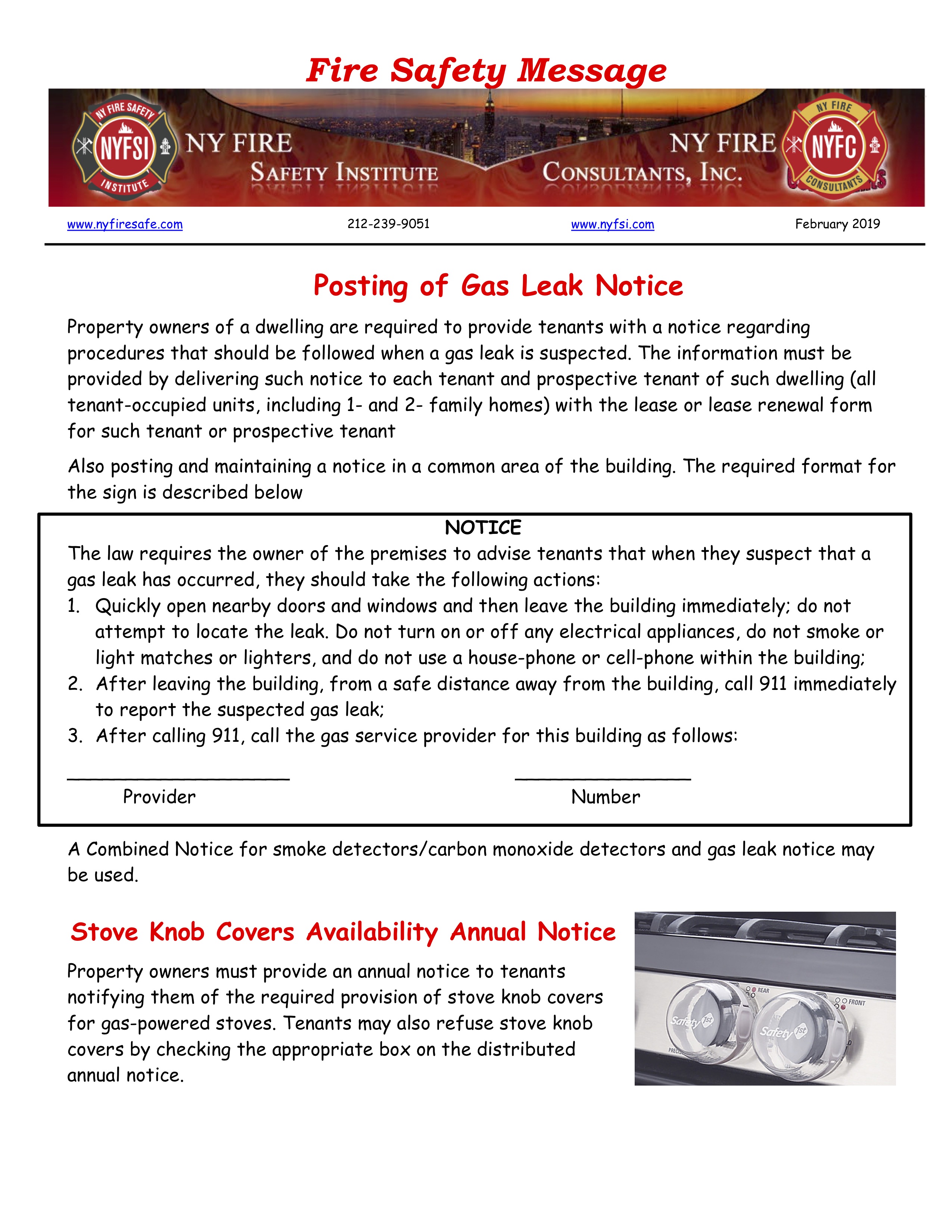 Fire Safety Message February 2019 – NY Fire Consultants Inc.