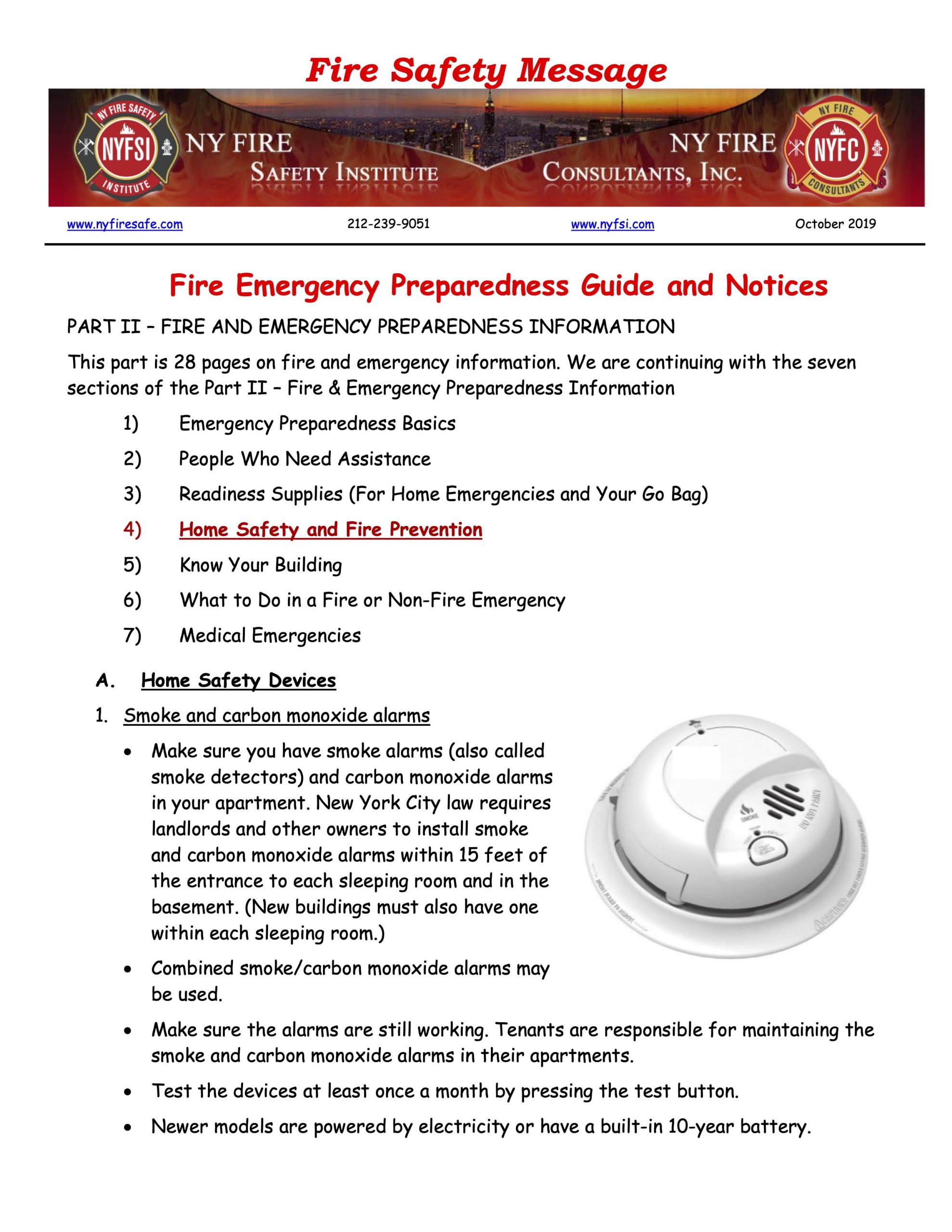 October 2019 Fire Safety Message – NY Fire Consultants Inc.