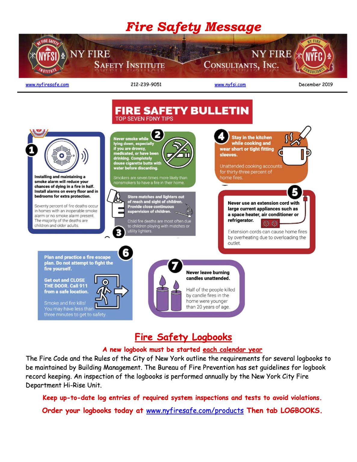 December 2019 Fire Safety Message – NY Fire Consultants Inc.