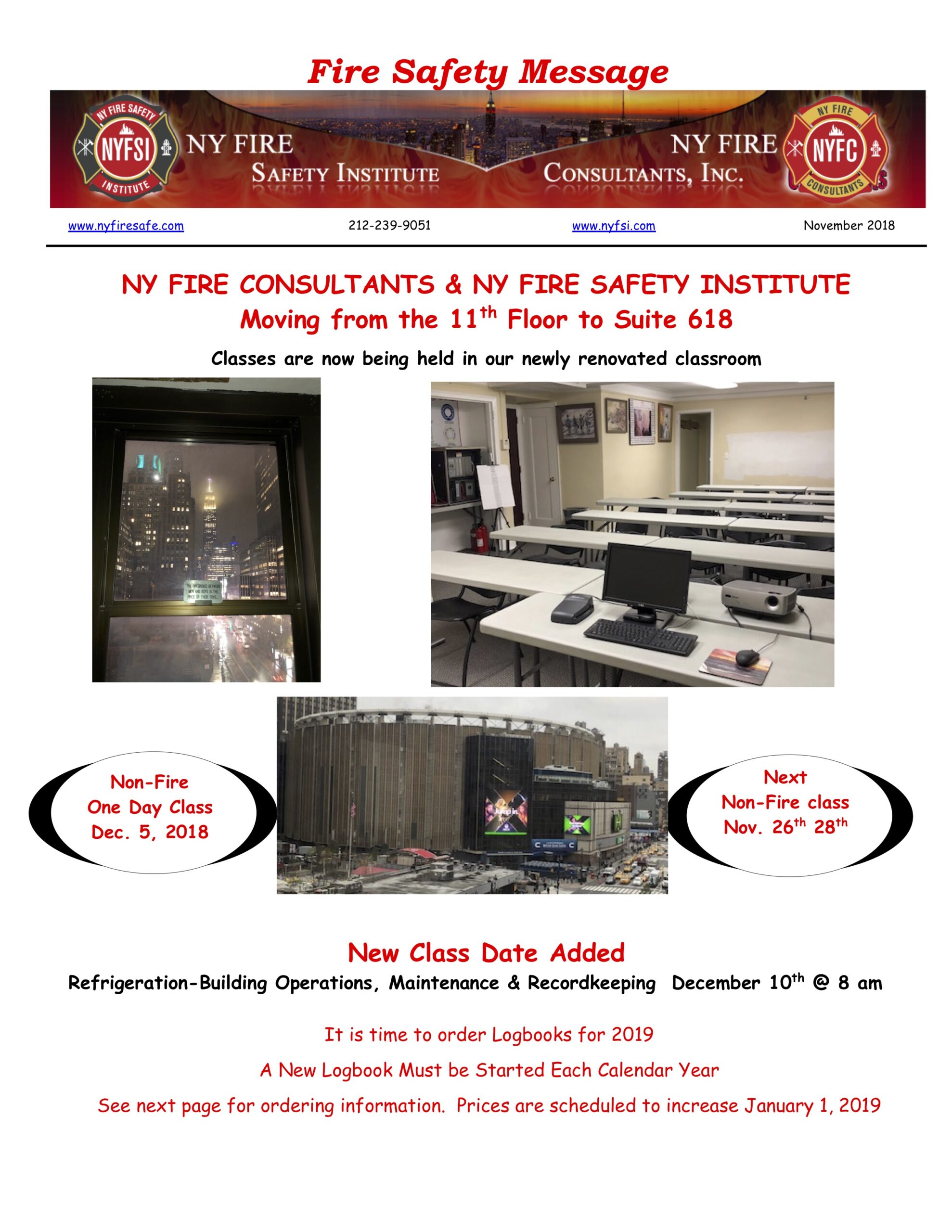 Fire Safety Message November 2018 - NY Fire Consultants Inc.