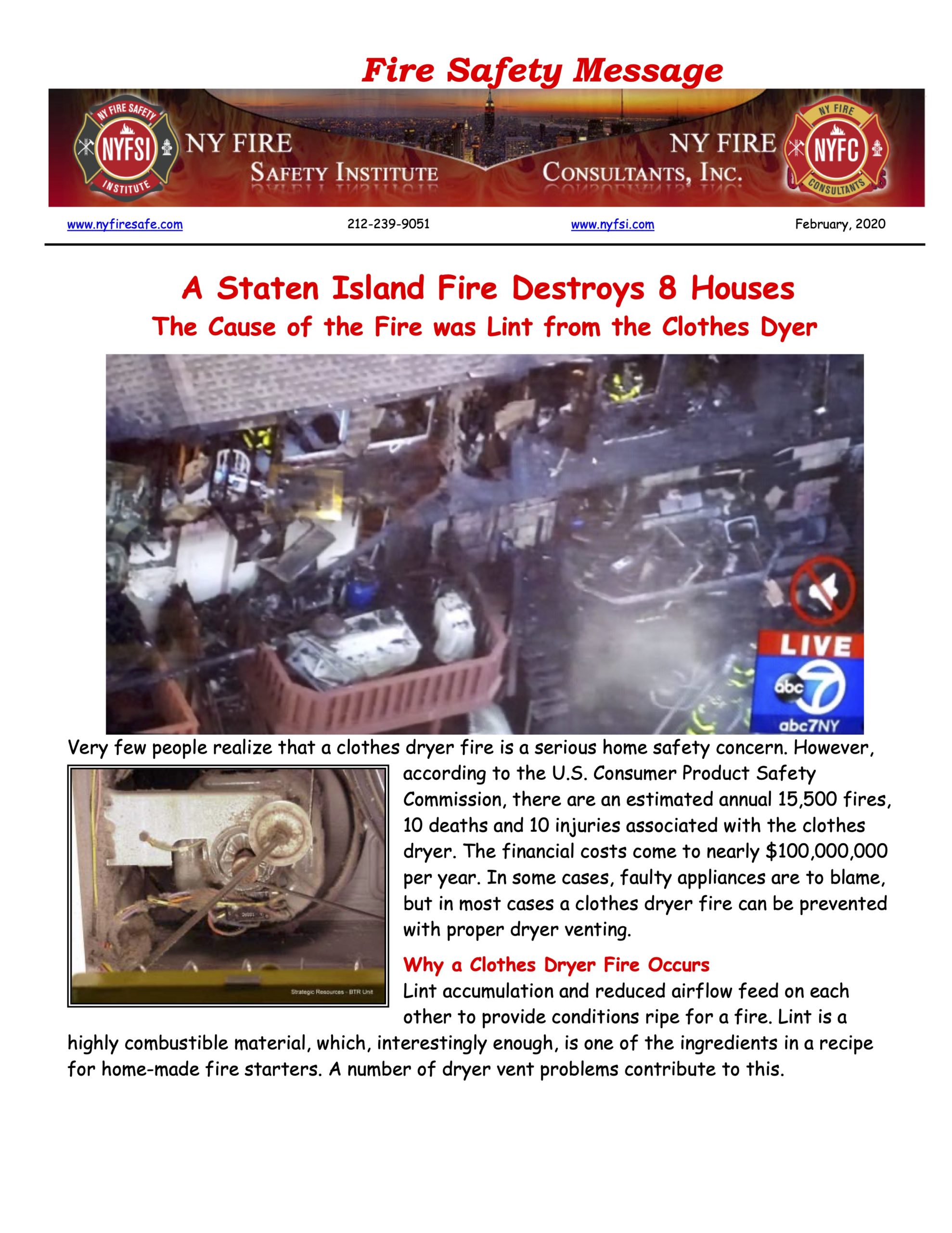 February 2020 Fire Safety Message - NY Fire Consultants Inc.